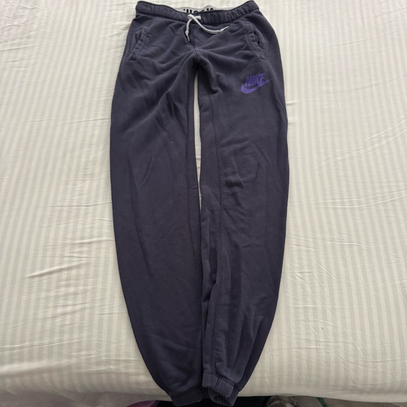 Navy Nike joggers with purple logo - Picture 1 of 5